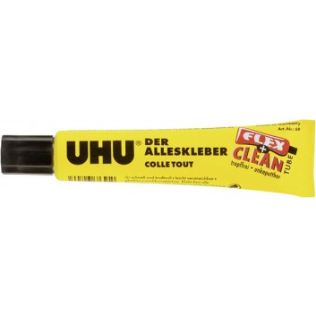  UHU Alleskleber Tube flex + clean; 20 g; Papier, Filz, Holz, Glas u.v.m.; mit Lösungsmittel; tropfrei, unkapputbare Kunststofftube 