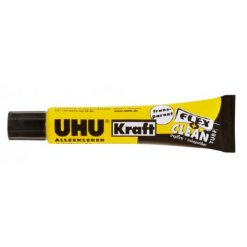  UHU Alleskleber Kraft transparent Flex+Clean; 18 / 42 g; Holz, Keramik, Porzellan, Glas u.v.m.; mit Lösungsmittel 