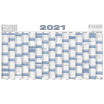  ZETTLER Plakatkalender, groß: 15 Monate; Druck: schwarz-blau; 140 x 80 cm / Tagesfeld: 92 x 20 mm; 15 Monate = 1 Seite (Dez - Feb); 9170015 