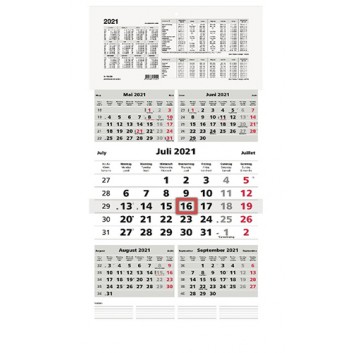  ZETTLER Fünfmonatskalender; Druck: schwarz-rot; 33 x 63,5 cm; 5 Monate = 1 Blatt; 9700000; perforiert; inkl. Datumschieber 