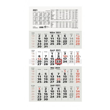  ZETTLER Viermonatskalender - 1 Block; Druck: schwarz-rot; 33 x 63,5 cm; 4 Monate = 1 Blatt; 9590011; perforiert; inkl. Datumschieber 