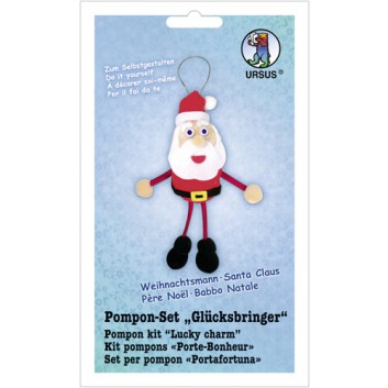  Ursus Pompon-Bastelset Glücksbringer; Weihnachtsmann; 12 