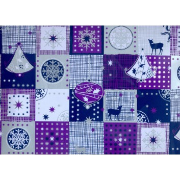  Weihnachts-Geschenkpapier, Bogen; 70 x 100 cm; moderne Weihnachtsmotive; lila-silber; 1A5349 