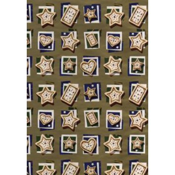  Horn Weihnachts-Geschenkpapier, Bogen; 50 x 70 cm; diverse Lebkuchenformen; gold; 23-H6063; Exclusivpapier 