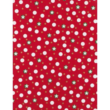  Weihnachts-Geschenkpapier, Großrolle; 50 cm / 70 cm x 250 m; Sternchen in Kreisen; rot-grün-weiß; 5A5829; Geschenkpapier, gestrichen-glatt 80 g/qm 