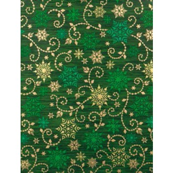  Weihnachts-Geschenkpapier, Großrolle; 50 cm / 70 cm x 250 m; Kristallsterne; grün-gold; 5A5842; Geschenkpapier, gestrichen-glatt 80 g/qm 