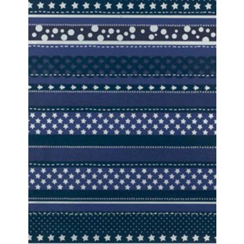  Weihnachts-Geschenkpapier, Großrolle; 50 cm / 70 cm x 250 m; Sternchen & Streifen; blau-silber; 5A5847; Geschenkpapier, gestrichen-glatt 80 g/qm 