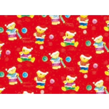  Weihnachts-Geschenkpapier, Großrolle; 50 cm x 250 m; Kindermotiv: Weihnachtsteddy; rot; 615; Geschenkpapier, gestrichen-glatt 