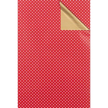  Weihnachts-Geschenkpapier, Großrolle; 50 cm / 70 cm x 250 m und 50 cm x 50 m; Bicolor: weiße Sterne und Streifen; rot-gold; 6A6306 