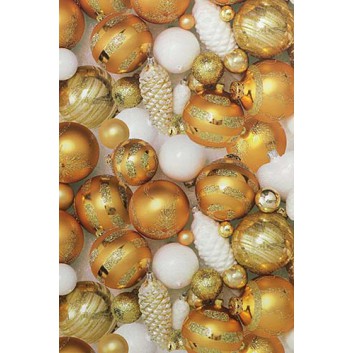  Weihnachts-Geschenkpapier, Großrolle; 50 cm / 70 cm x 250 m und 50 cm x 50 m; Fotomotiv: Weihnachtskugeln; gold-weiß; 6A6314 