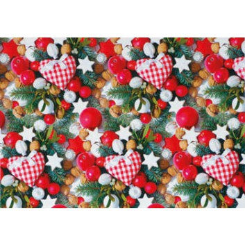  Weihnachts-Geschenkpapier, Großrolle; 50 cm x 250 m / 70 cm x 250 m; Fotomotiv: Weihnachts-Deko; rot-grün; 2A5435 