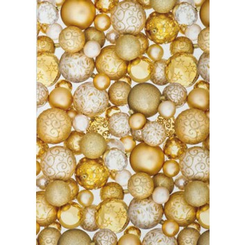  Weihnachts-Geschenkpapier, Großrolle; 50 cm x 250 m / 70 cm x 250 m; Weihnachts-Kugeln; gold; 2A5444; Geschenkpapier, gestrichen-glatt, 80g/qm 