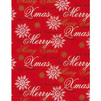  Weihnachts-Geschenkpapier, Großrolle; 50 cm x 250 m / 70 cm x 250 m; Text: Merry X-mas, Feliz Navidad, Frohe; rot; 3A5539 