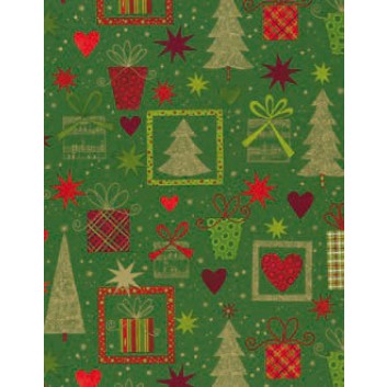  Weihnachts-Geschenkpapier, Großrolle; 50 cm x 250 m / 70 cm x 250 m; Weihnachts-Symbole, Hintergrund:dunkelgr; grün; 3A5556 
