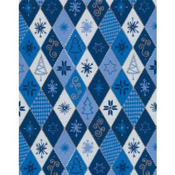  Weihnachts-Geschenkpapier, Großrolle; 50 cm x 250 m; Weihnachtssymbole, Rhomben; blau; 4A5543; Geschenkpapier, gestrichen-glatt 80 g/qm 