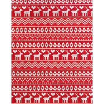  Weihnachts-Geschenkpapier, Großrolle; 50 cm x 250 m; Rentiere - Norwegermotiv; rot-weiß; 4A5623; Geschenkpapier, gestrichen-glatt 80 g/qm 