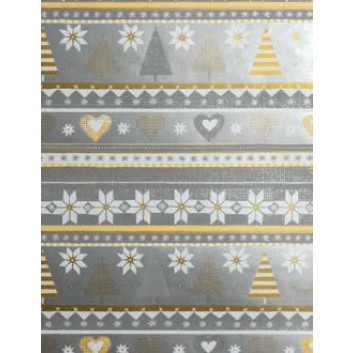  Weihnachts-Geschenkpapier, Großrolle; 50 cm x 250 m; Tannen und Herzen; silber-gold; 4A5626; Geschenkpapier, gestrichen-glatt 80 g/qm 
