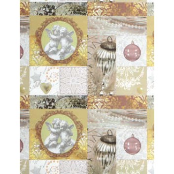  Weihnachts-Geschenkpapier, Großrolle; 50 cm x 250 m; Vintage Angel; gold-silber; 4A5628; Geschenkpapier, gestrichen-glatt 80 g/qm 