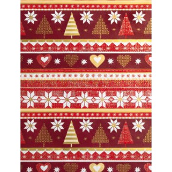  Weihnachts-Geschenkpapier, Großrolle; 50 cm x 250 m; Tannen und Herzen; rot-braun; 4A5630; Geschenkpapier, gestrichen-glatt 80 g/qm 