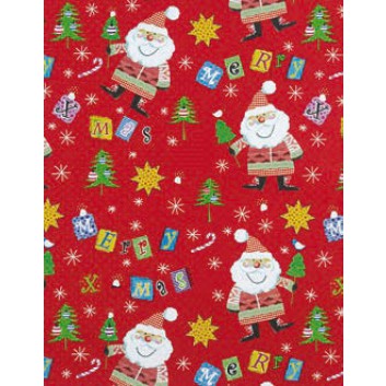  Weihnachts-Geschenkpapier, Großrolle; 50 cm x 250 m; Kindermotiv: Weihnachtsmann; rot-bunt; 4A5633; Geschenkpapier, gestrichen-glatt 80 g/qm 