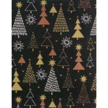  Weihnachts-Geschenkpapier, Großrolle; 50 cm / 70 cm x 250 m, Secare-Rolle; Tannen, modern; schwarz mit gold-silber-kupfer; 8A84355 