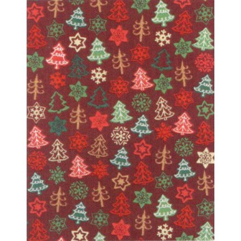  Weihnachts-Geschenkpapier, Großrolle; 50 cm / 70 cm x 250 m, Secare-Rolle; Tannenbäume; rot-grün auf bordeaux; 8A8497 