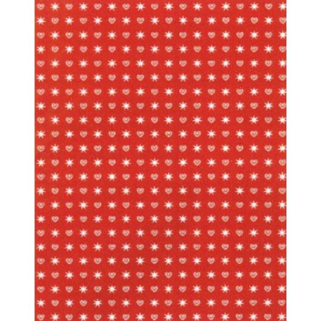  Weihnachts-Geschenkpapier, Großrolle; 50 cm / 70 cm x 250 m, Secare-Rolle; Herzchen und Sterne; rot mit gold und weiß; 8A8508 