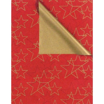  Weihnachts-Geschenkpapier, Großrolle; 50 cm / 70 cm x 250 m, Secare-Rolle; Bicolor: Sterne - uni; rot-gold; 8A85231 