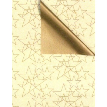  Weihnachts-Geschenkpapier, Großrolle; 50 cm / 70 cm x 250 m, Secare-Rolle; Bicolor: Sterne - uni; creme-gold; 8A85234 