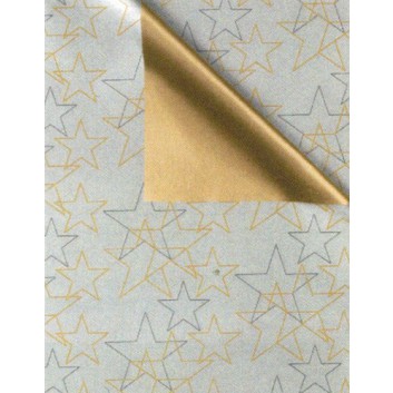 Weihnachts-Geschenkpapier, Großrolle; 50 cm / 70 cm x 250 m, Secare-Rolle; Bicolor: Sterne - uni; silber-grau-gold; 8A85235 