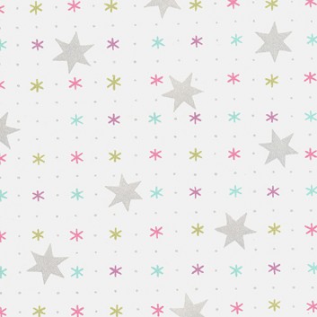  Weihnachts-Geschenkpapier, 100% Recy; 70 cm x 200 m; Sterne & Kristalle; pink-lila-hellgrün-türkis auf creme; 925193 