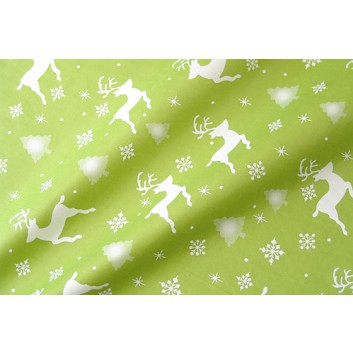  Weihnachts-Geschenkpapier, light; 50 cm / 7kg Rolle; Rentier (Christmas Deer); grün; 67083; Recyclingpapier weiß, glatt ca. 30-35 g/ 