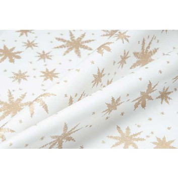  Weihnachts-Geschenkpapier, light; 50 cm /  75 cm; Eiskristall; weiß-gold; 68640; Recyclingpapier weiß, glatt ca. 30-35 g/ 