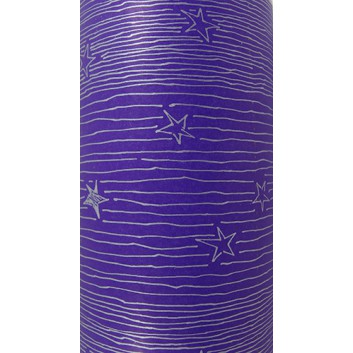  Weihnachts-Geschenkpapier, light; 50 cm /  6 Kg Rolle; Stars & Stripes; lila-silber; 5722; Recyclingpapier, weiß, 30/32 g/qm 