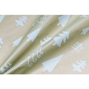  Geschenkpapier, light; 50 cm /  6 kg Rolle; Tree Classic (Tannen modern); weiß auf lindgrün (salbei); # g69481; mit lichtechten Farben gedruckt 
