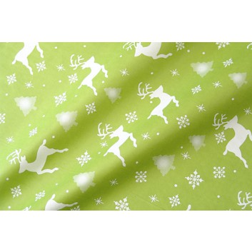 Weihnachts-Geschenkpapier, light; 50 cm / 75 cm; Rentier (Christmas Deer); grün; 67083; Recyclingpapier weiß, glatt ca. 30-35 g/ 
