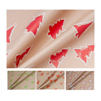  Weihnachts-Geschenkpapier, Recy-light; 50 cm / 75 cm; Tannenwald: Tannen, outlined; diverse Farbstellungen auf naturbraun 