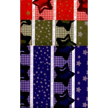  Weihnachts-Geschenkpapier, light; 75 cm; Lebkuchensterne; grün-silber / lila-silber; 65691; Kraftpapier, weiss, 38g/qm 