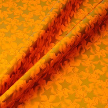  Weihnachts-Geschenkpapier, Großrolle; 50 cm x 250 m / 70 cm x 250 m; Sterne; gold auf orange; 114773; Geschenkpapier, glatt 