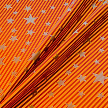  Weihnachts-Geschenkpapier, Großrolle; 50 cm x 250 m / 70 cm x 250 m; Sterne auf Blockstreifen; gold auf orange-braun; 117852; Geschenkpapier, glatt 