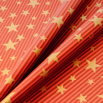  Weihnachts-Geschenkpapier, Großrolle; 50 cm x 250 m, Secare-Rolle; Sterne auf Blockstreifen; gold auf rot-bordeaux; 117856 
