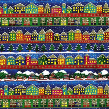  Weihnachts-Geschenkpapier, Großrolle; 50 cm x 250 m; Weihnachtl. Häuser; bunt; 47747; Kraftpapier, enggerippt 
