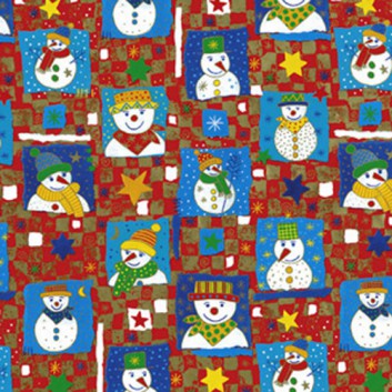  Weihnachts-Geschenkpapier, Großrolle; 50 cm x 250 m; Kindermotive Schneemann; bunt; 47757; Kraftpapier, enggerippt 