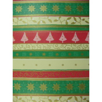  Weihnachts-Geschenkpapier, Großrolle; 50 cm x 250 m; Streifenmotive; rot-beige; 63954; Kraftpapier, enggerippt 