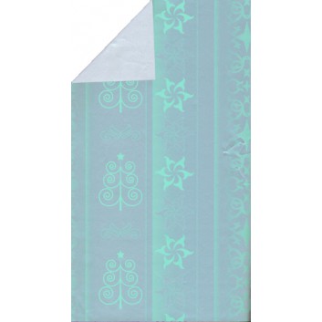  Weihnachts-Geschenkpapier, Großrolle; 50 cm x 250 m / 70 cm x 250 m; Weihnachts-Symbole in türkis-silber, Rüc; türkis-silber, Rückseite: uni-silber 