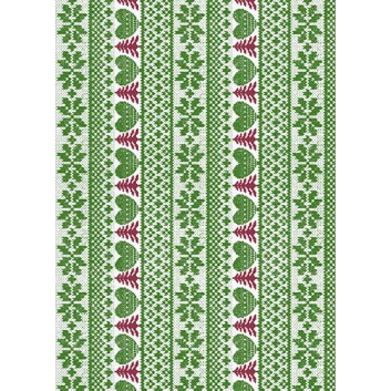  Weihnachts-Geschenkpapier, Großrolle; 50 cm x 250 m / 70 cm x 250 m; Hohenems: Strickmotiv; grün; 39861; Artline matt gestrichen weiß, glatt 