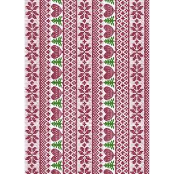  Weihnachts-Geschenkpapier, Großrolle; 50 cm x 250 m / 70 cm x 250 m; Hohenems: Strickmotiv; bordeaux; 39862; Artline matt gestrichen weiß, glatt 