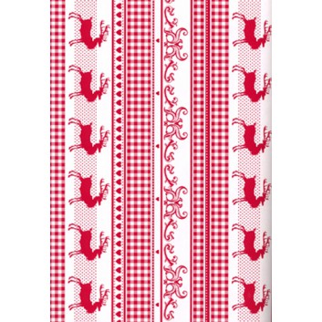  Weihnachts-Geschenkpapier, Großrolle; 50 cm x 250 m / 70 cm x 250 m; Rentiere; rot auf weiss; 85370; Geschenkpapier, gestrichen-glatt, 60g/qm 