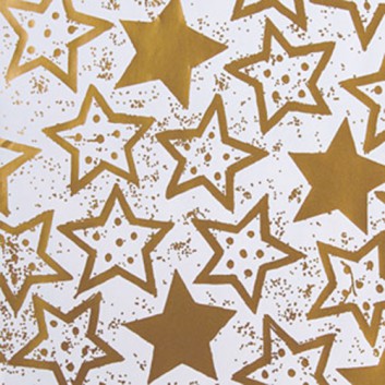  Weihnachts-Geschenkpapier, Großrolle; 50 cm / 70 cm x 250 m, Secare-Rolle; Festive Stars: Sterne groß; gold-weiß; 88880 