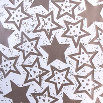  Weihnachts-Geschenkpapier, Großrolle; 50 cm / 70 cm x 250 m, Secare-Rolle; Festive Stars: Sterne groß; chablis-weiß; 88883 